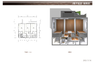 A号地2階平面図・俯瞰図